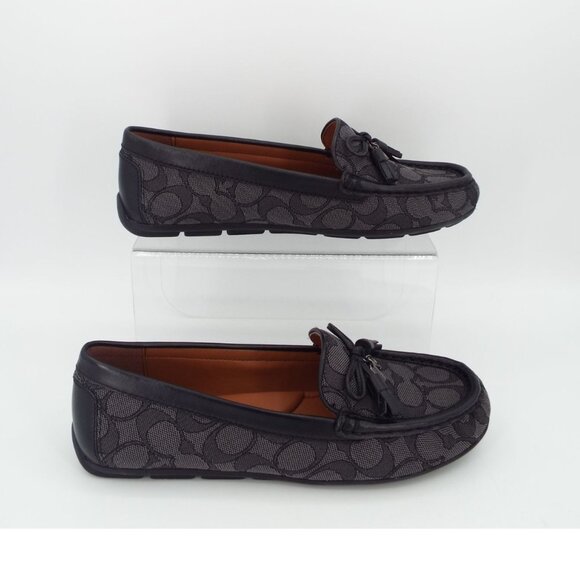 COACH Moira Black Coal Signature Jacquard Loafers Size 7B - Picture 2 of 14